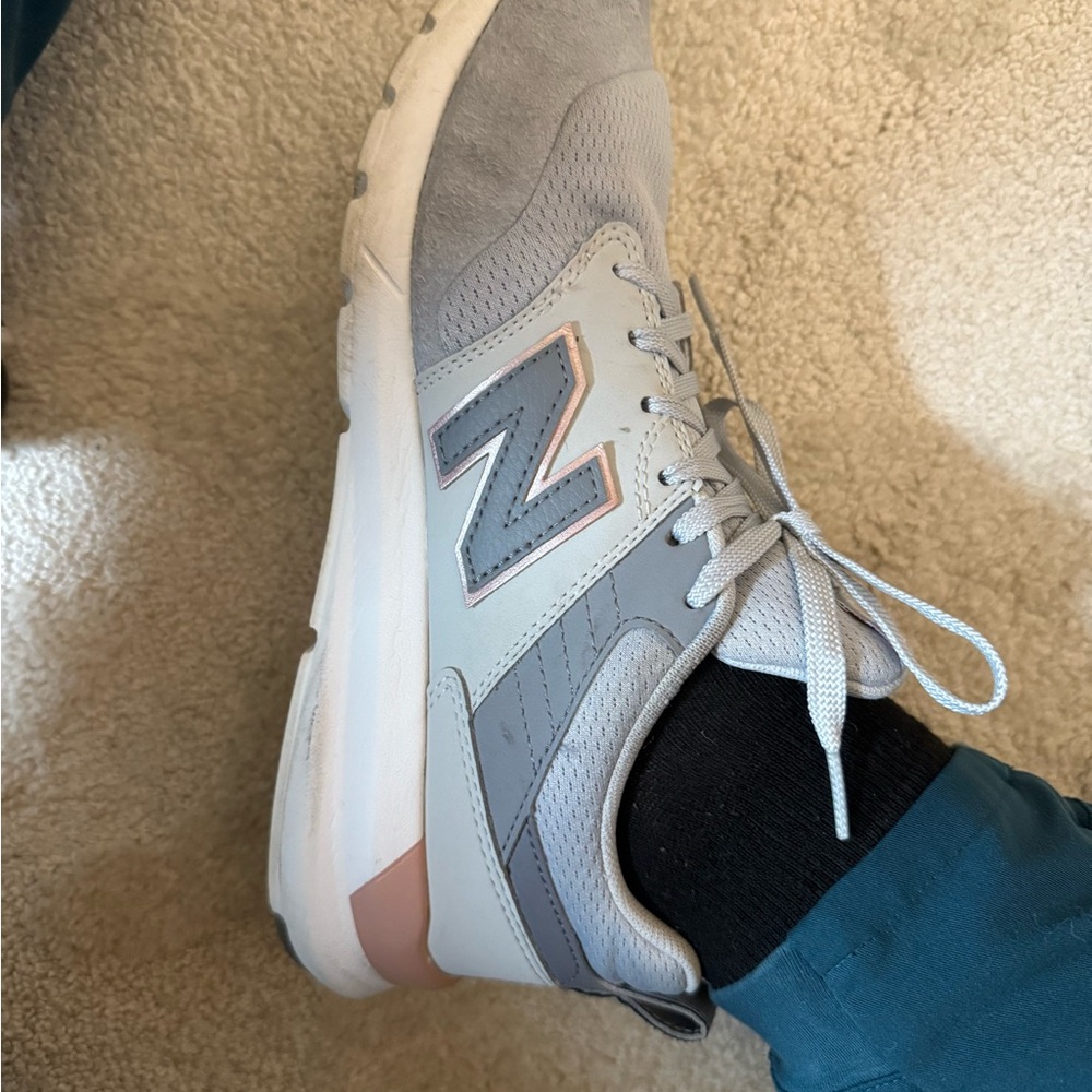 New Balance Light Gray and Soft Pink Sneakers